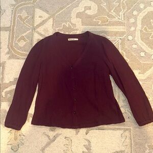 Faherty Burgundy Cotton Gauze Button-Up Top